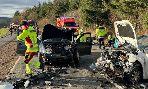 Zwei Personen bei Frontalunfall schwer verletzt