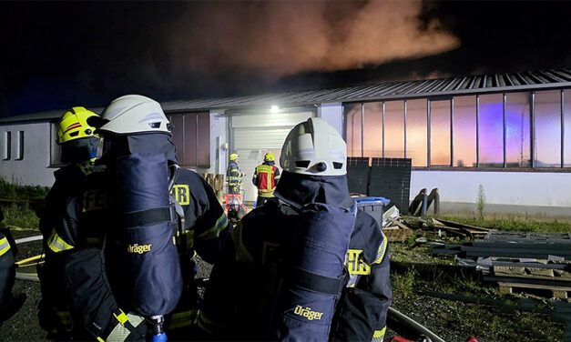 Polizei entdeckt Brand in einer Lagerhalle