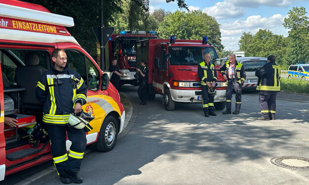 Bagger trifft Gasleitung – Feuerwehr im Einsatz